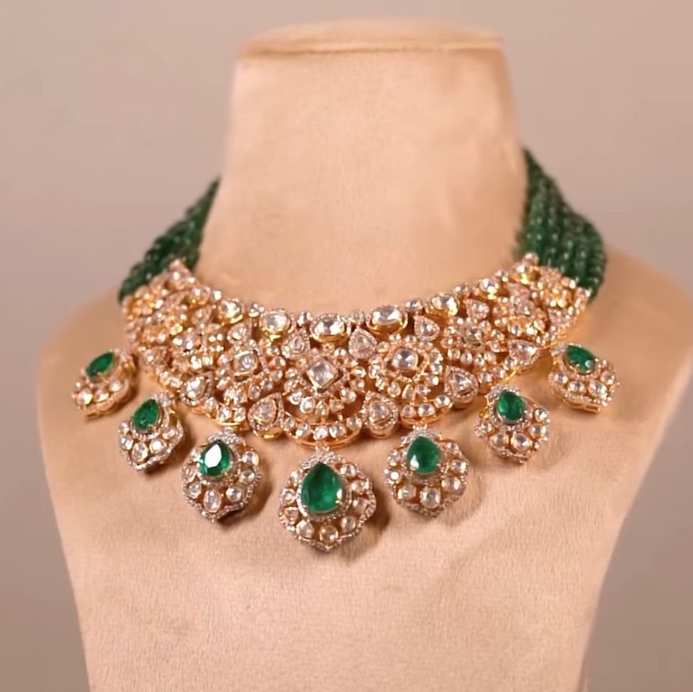Silver Emerald Statement Necklace