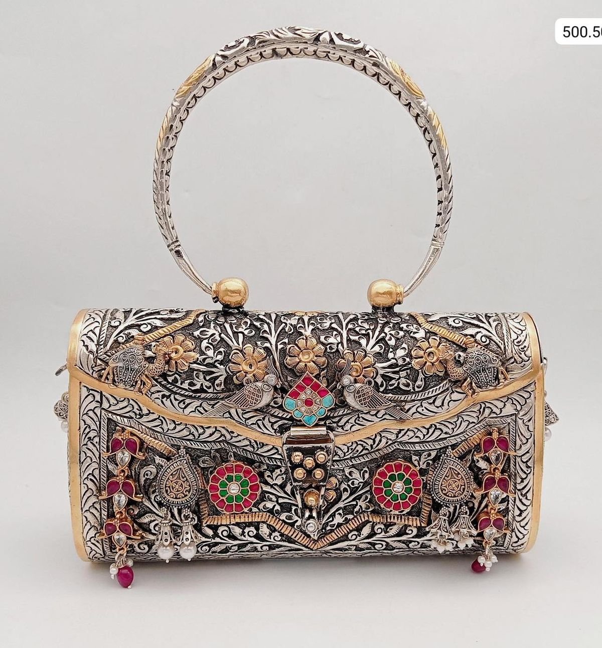 Silver Beaded Clutch